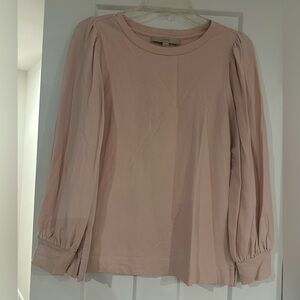 LOFT Soft Pink Long Sleeve Blouse
